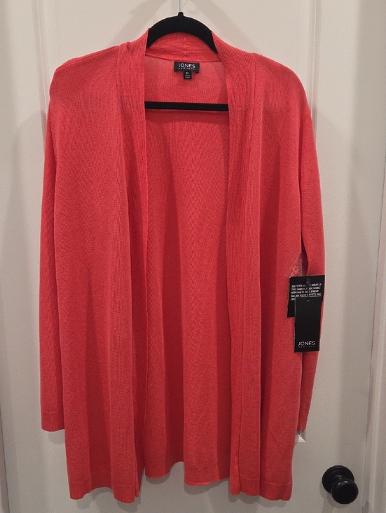 Jones New York Sweaters - Jones New York Open-Front Fresh Guava Color Cardigan